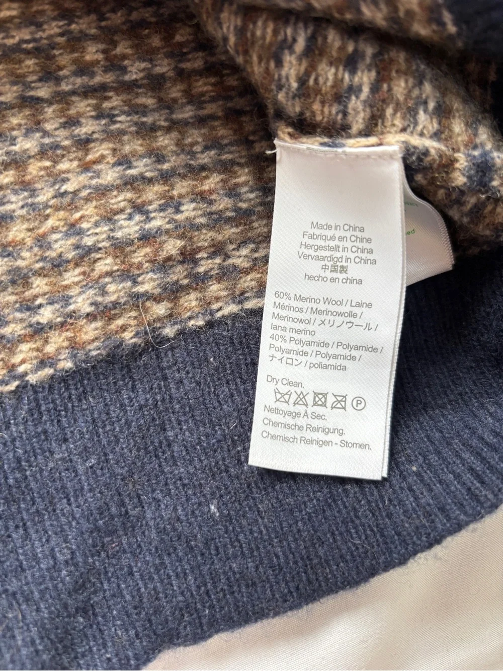 J. Crew Merino wool-blend sweater in houndstooth jacquard Size Large